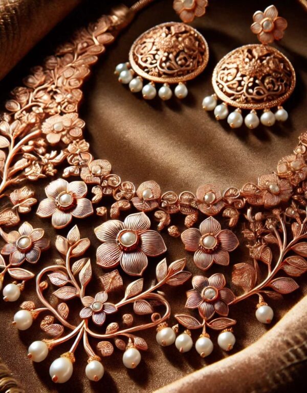 Rose Gold Meenakari Necklace Set