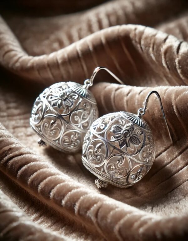 White Silver Filigree Jhumkas