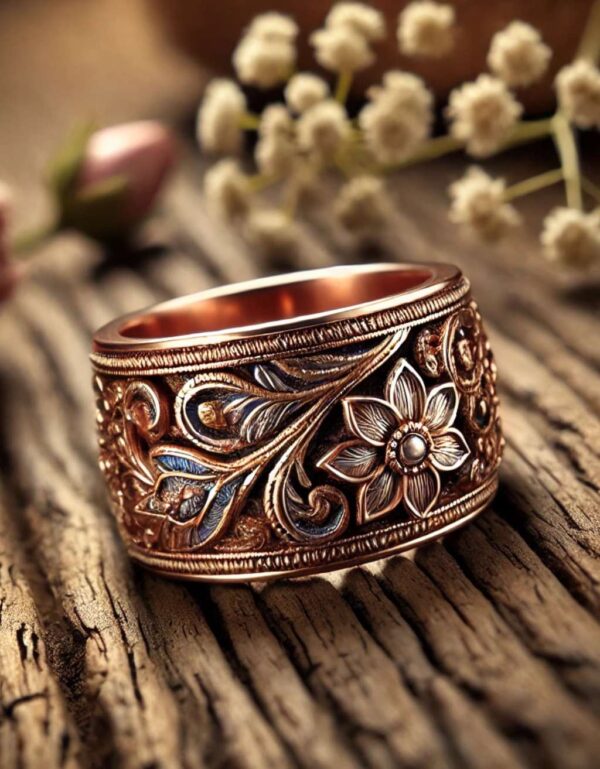 Rose Gold Meenakari Adjustable Ring